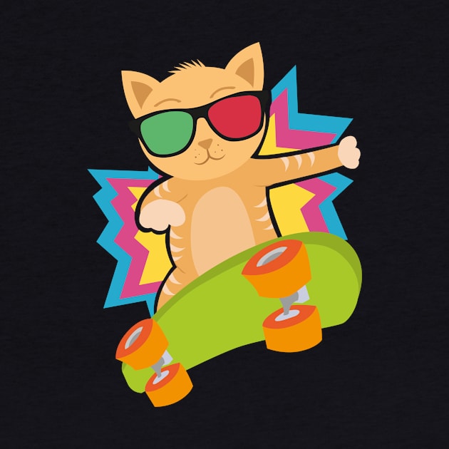 Skateboarding cat by caitdesign